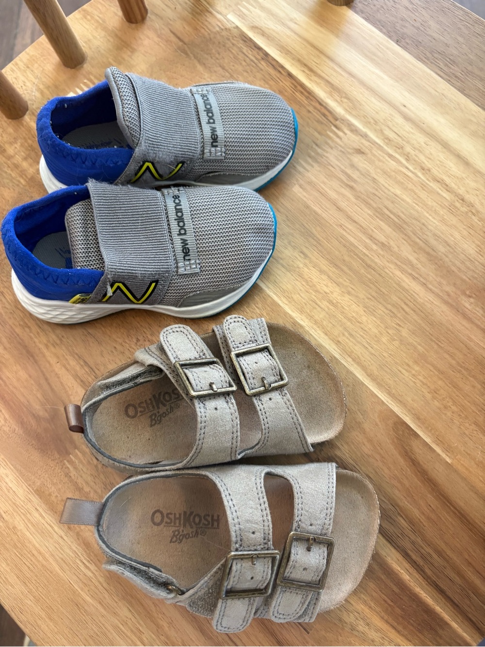 Bundle of New Balance Kids Gray & Blue Slip-On Sneaker and Osh Kosh sandals
